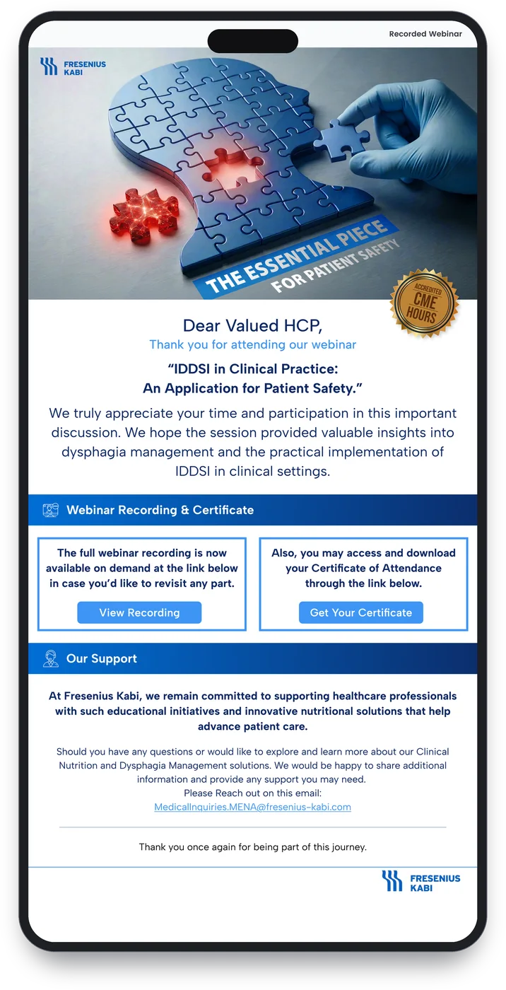 A follow-up email on a phone: the programme, the certificate and how to join