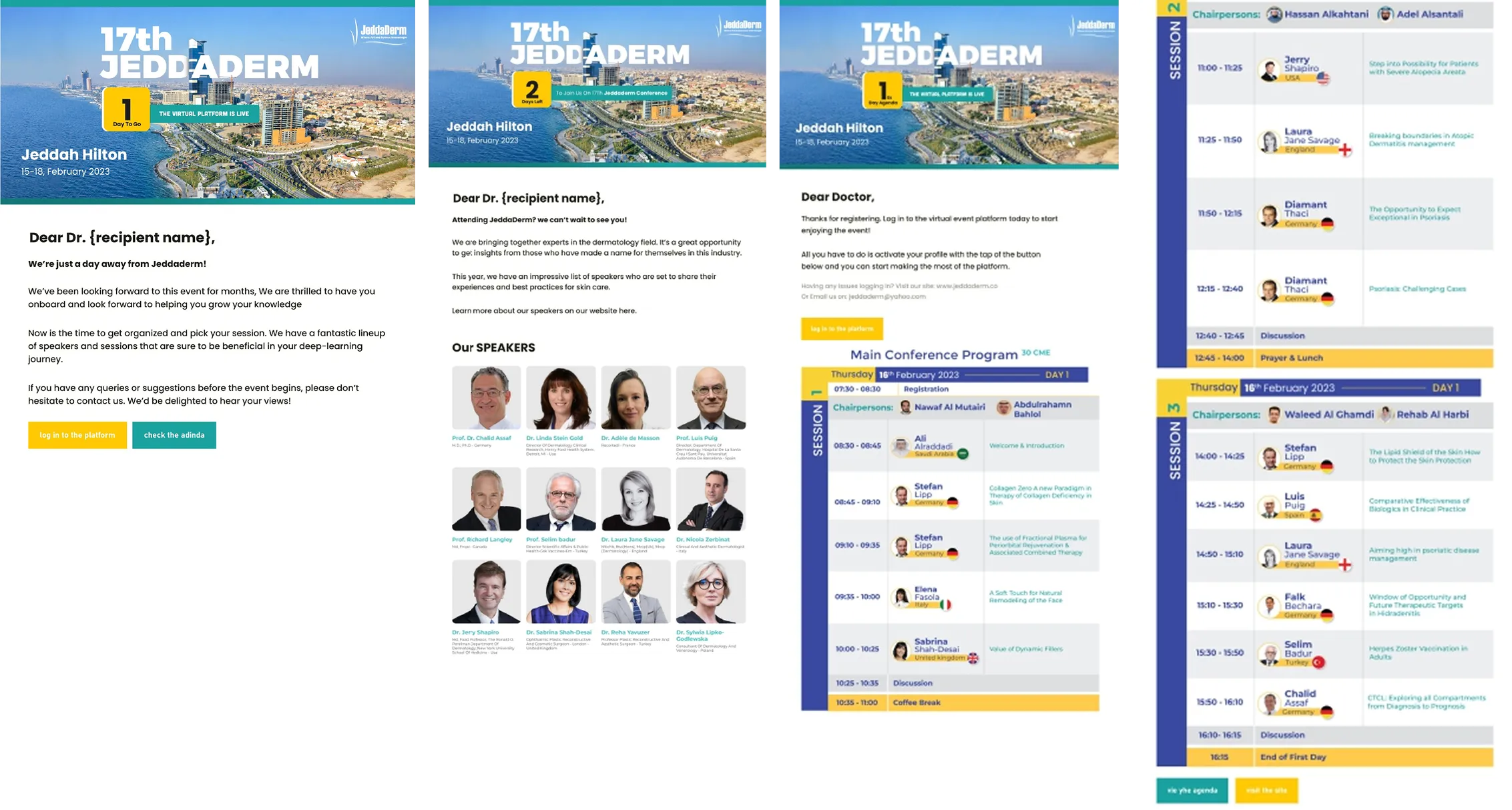 JeddaDerm email campaigns and registration pages