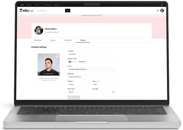 A learner profile on the learning platform
