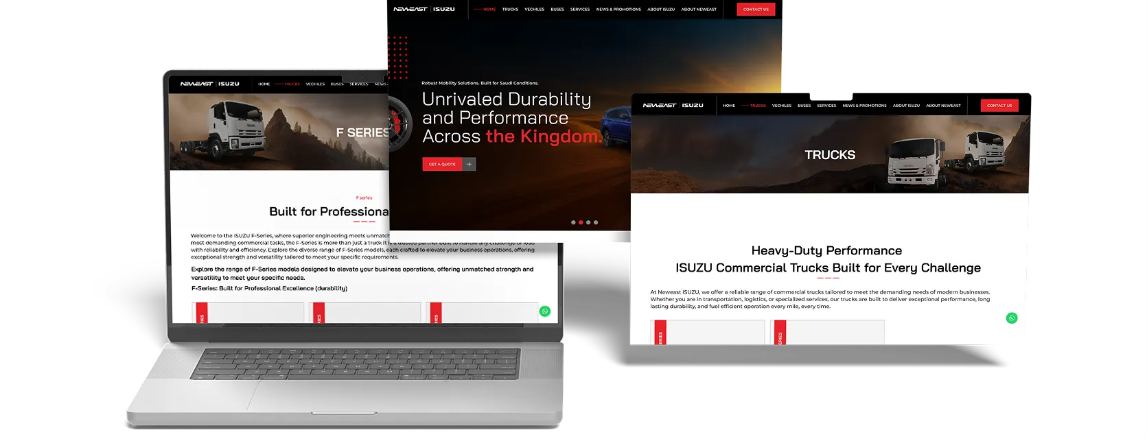 A corporate website on laptop and screens, built on WordPress