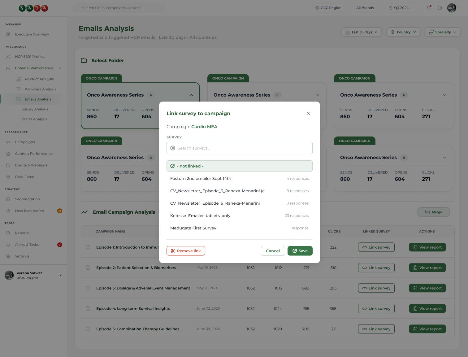Linking a survey to an email campaign from the campaign table
